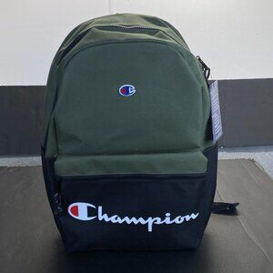 Champion 15” Backpack Black/Green cript Logo,Laptop Sleeve,Padded‎ Straps New